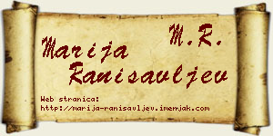 Marija Ranisavljev vizit kartica